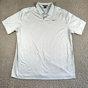 Nike Tiger Woods Shirt Mens XXL Light Blue Polo Dri Fit Activewear Vented Collar